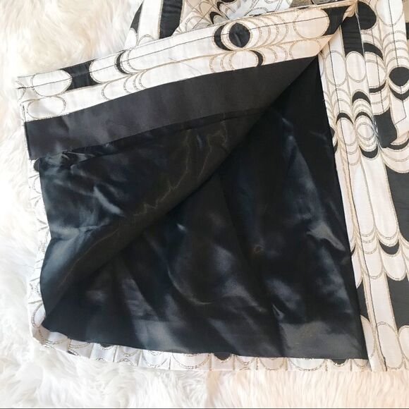 TRINA TURK Belted Trench Coat Metallic Print Jacquard Black Cream Size 4 - Picture 8 of 12